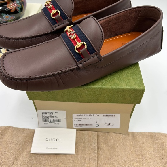 Men’s Gucci, AYRTON  GG web Driver loafers size 12 made in Italy - Picture 4 of 10